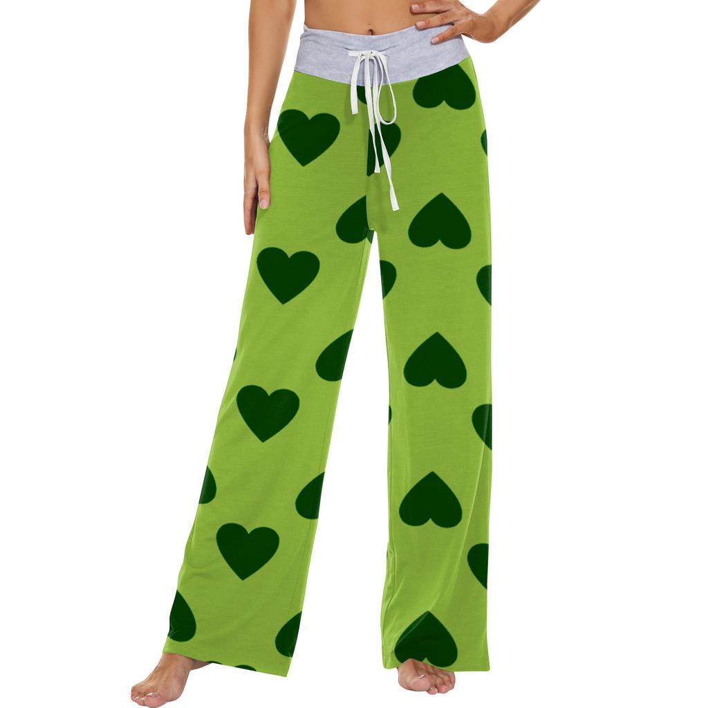 Женские модные повседневные удобные пижамные брюки с принтом и широкими штанинами на шнурке