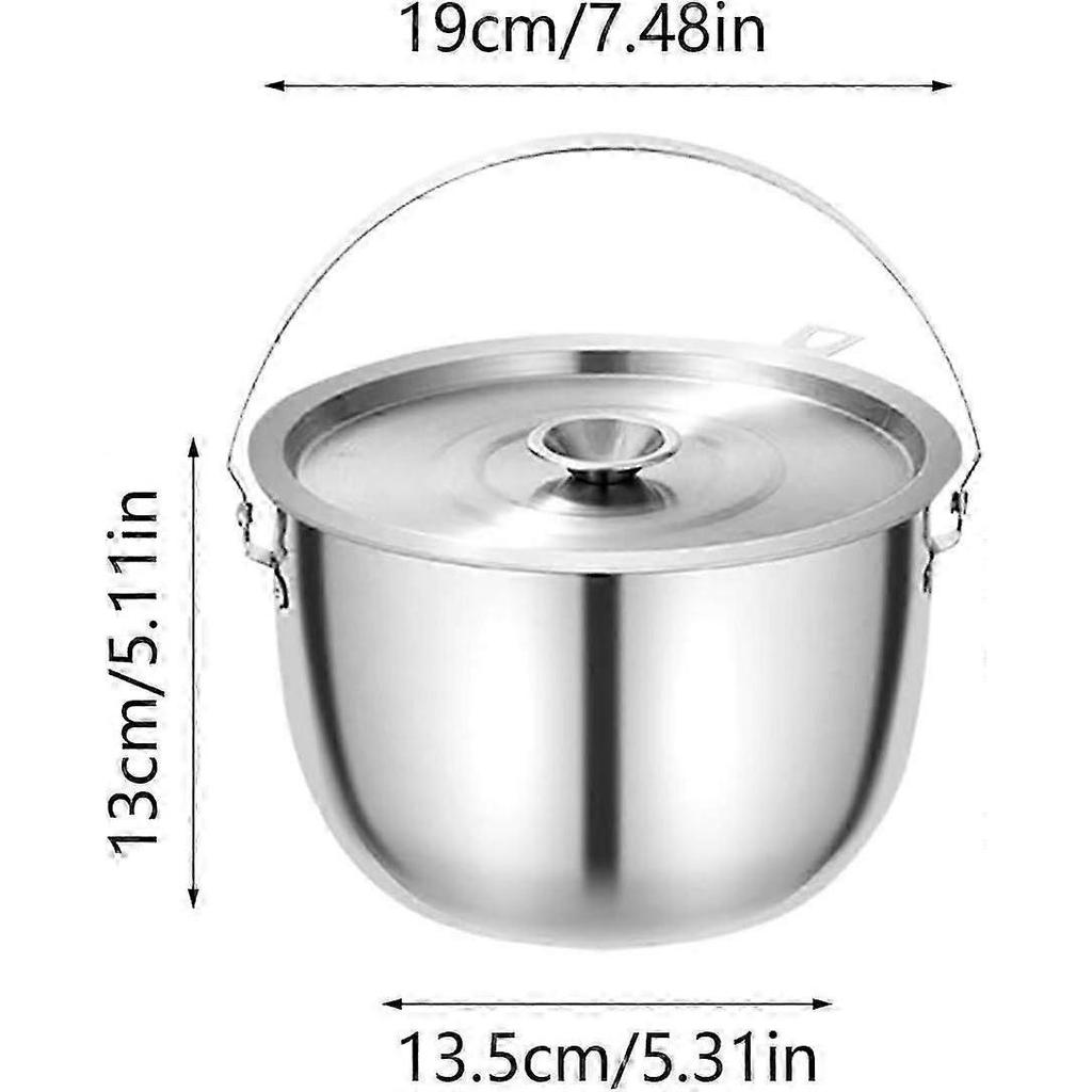 Large Stainless Steel Camping Pot with Lid, Camping Cookware for Hiking, Backpacking and Outdoor Cooking