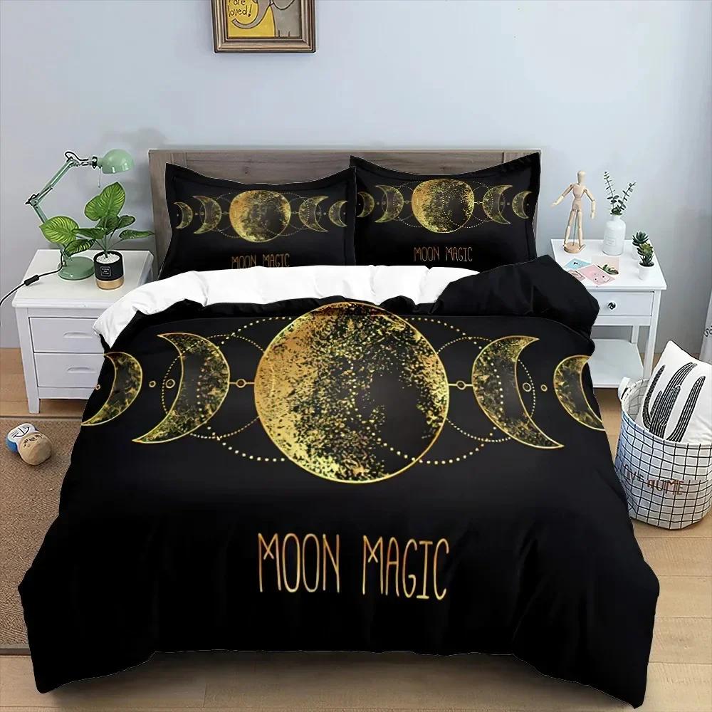 Mandala Duvet Cover Set King Queen Twin Full Size Moon Sun Eye Boho Chic Floral Polyester Quilt Cover for Kid Boys Bedding Set