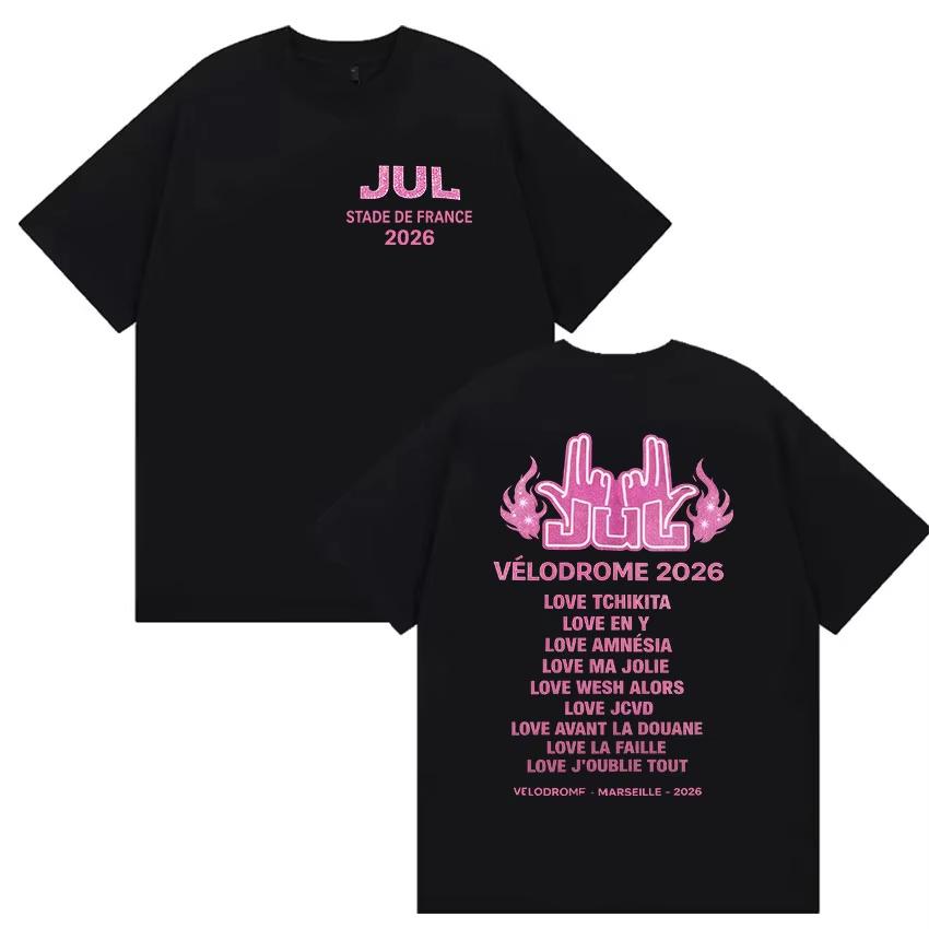 Rapper Jul Stade De France Album Fans T Shirts UNISEX Womens Vintage Aesthetic Fashion Cotton Short Sleeve Tshirt Streetwear