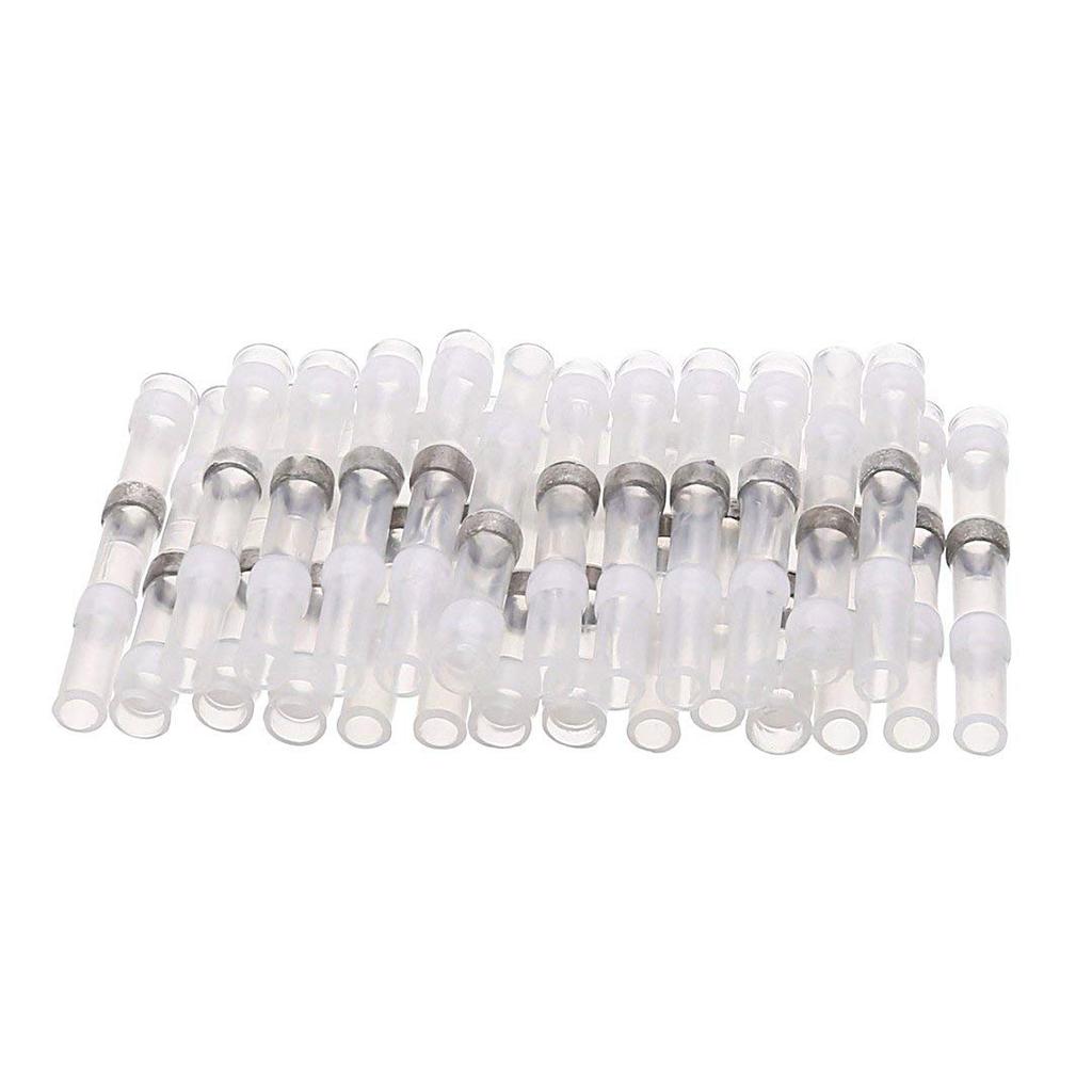 50pcs SST Heat Shrinkable Tube Waterproof Solder Ring Wire Connectors Awg22-18 Butt Bushing Electrical Splice Terminal