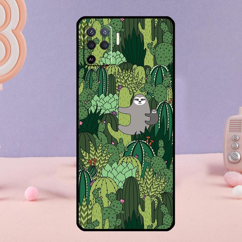 Cacti Sloths Phone Case For Oppo A38 A18 A58 A78 A98 A79 A40 A60 A80 A16 A76 A96 A15 A74 A94 A54 A77 A17