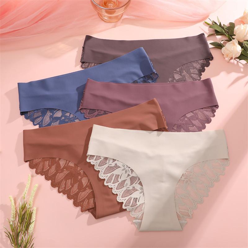 FINETOO Бесшовные трусики из ледяного шелка для женщин с узором в перспективе, бесшовное нижнее белье, удобные трусы