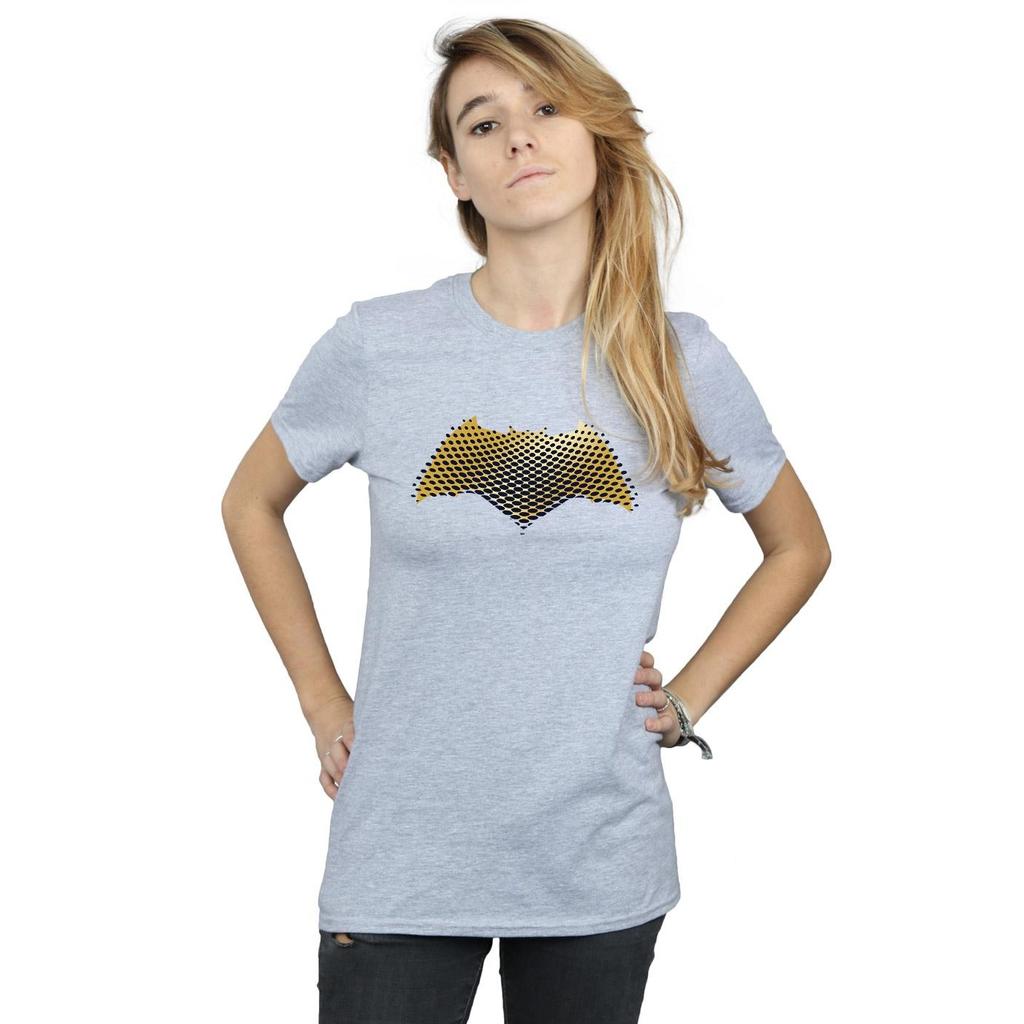 DC Comics Womens/Ladies Justice League Movie Batman Logo Textured Cotton Boyfriend T-Shirt