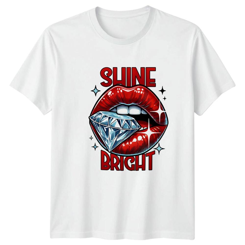 Shine Bright Lips Diamond Graphic TShirt Pop Culture Tee