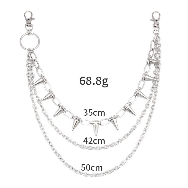 Hip-hop Punk Metal Rivet Pants Chain for Women Men Trend Decoration Multi-layer Jeans Accessories