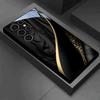 Стеклянный чехол для телефона с черно-золотым плетеным узором для Samsung Galaxy S26 S25 S24 S23 S22 S21 S20 fe/plus/ultra противоударный