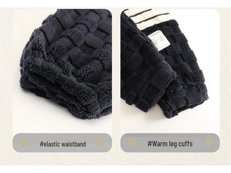 Men's Winter Flannel Pajamas - Thick Plush Coral Fleece Long Sleeve Set