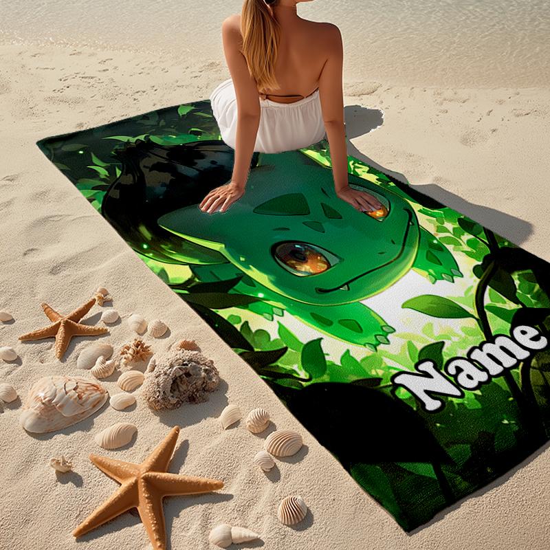 Custom Name Ultra-Soft Beach Towel with Pokémon Theme,Ideal for Pool - Camping, Diving - Perfect Travel Essential, Vibrant Beach Towel.
