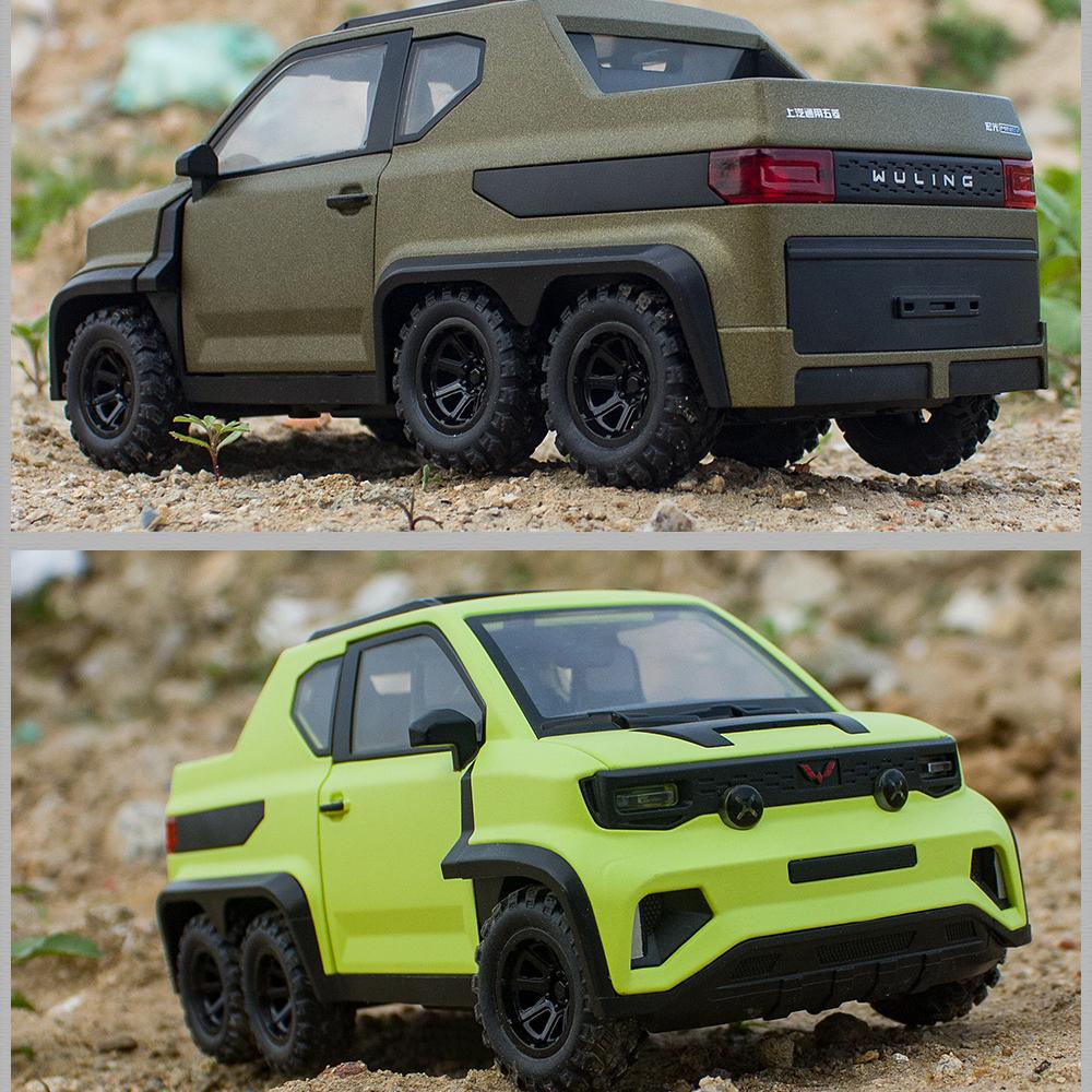 Масштаб 1/18 WULING MINI EV 6X6, литая под давлением модель автомобиля, игрушечный автомобиль с откатным механизмом, звуком и светом для детей, коллекция подарков для мальчиков и девочек