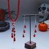 Red Halloween Collarbone Chain Tassel Halloween Earrings Fashion Blood Drop Necklace  Party