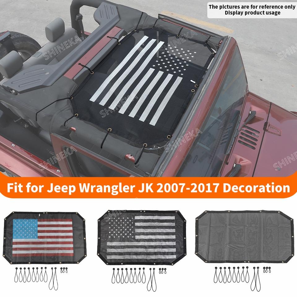 SHINEKA Car Roof Top UV Proof Sunshade Mesh Heat Shield Protection Net for Jeep Wrangler JK 2007-2017 Exterior Accessories