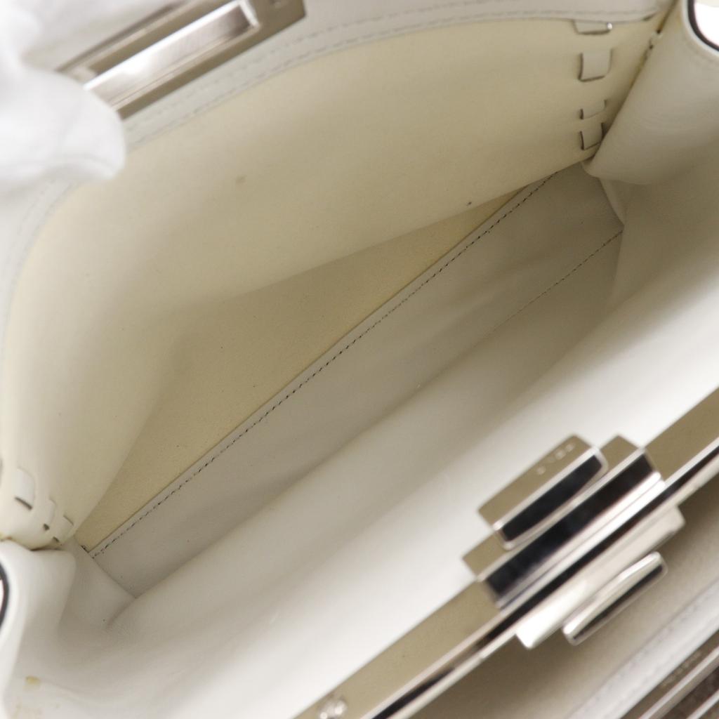 FENDI Peekaboo medium Handbag 2WAYShoulder White leather Women Used