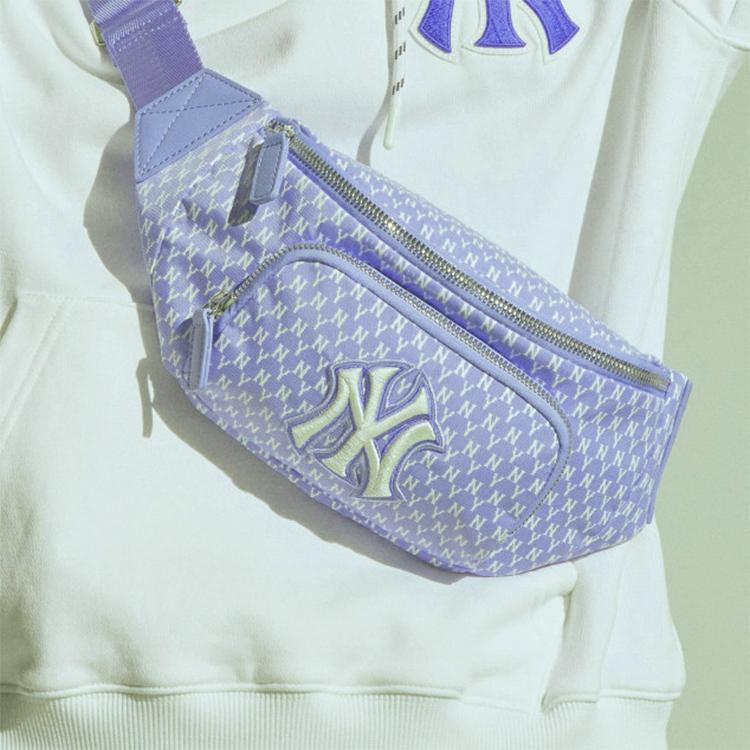 Новая коллекция MLB Monogram Нейлоновая сумка через плечо, сумка-кроссбоди, поясная сумка, обычная, унисекс, дымчато-голубая 32BGC9111-50S