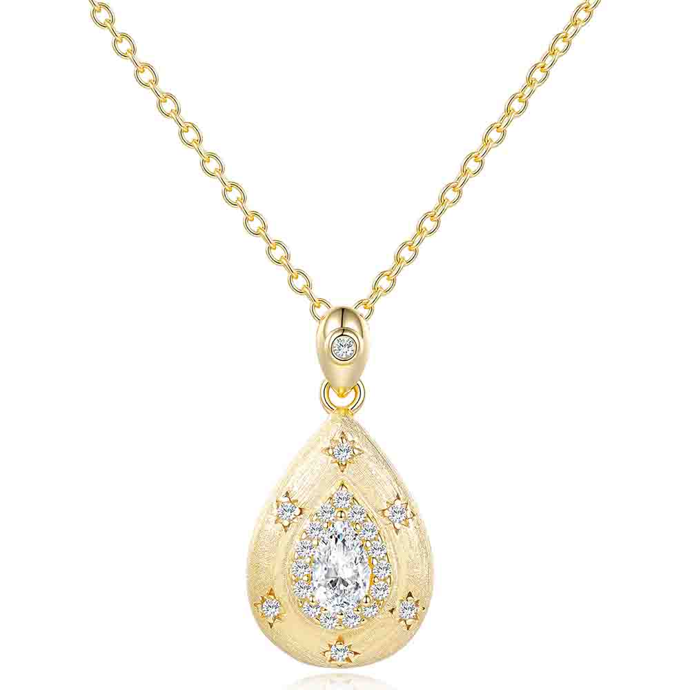 WUIHA Vintage 925 Sterling Silver Pear Cut D Color Real GRA Moissanite Diamond Pendant Necklace Wedding Engagement Fine Jewelry