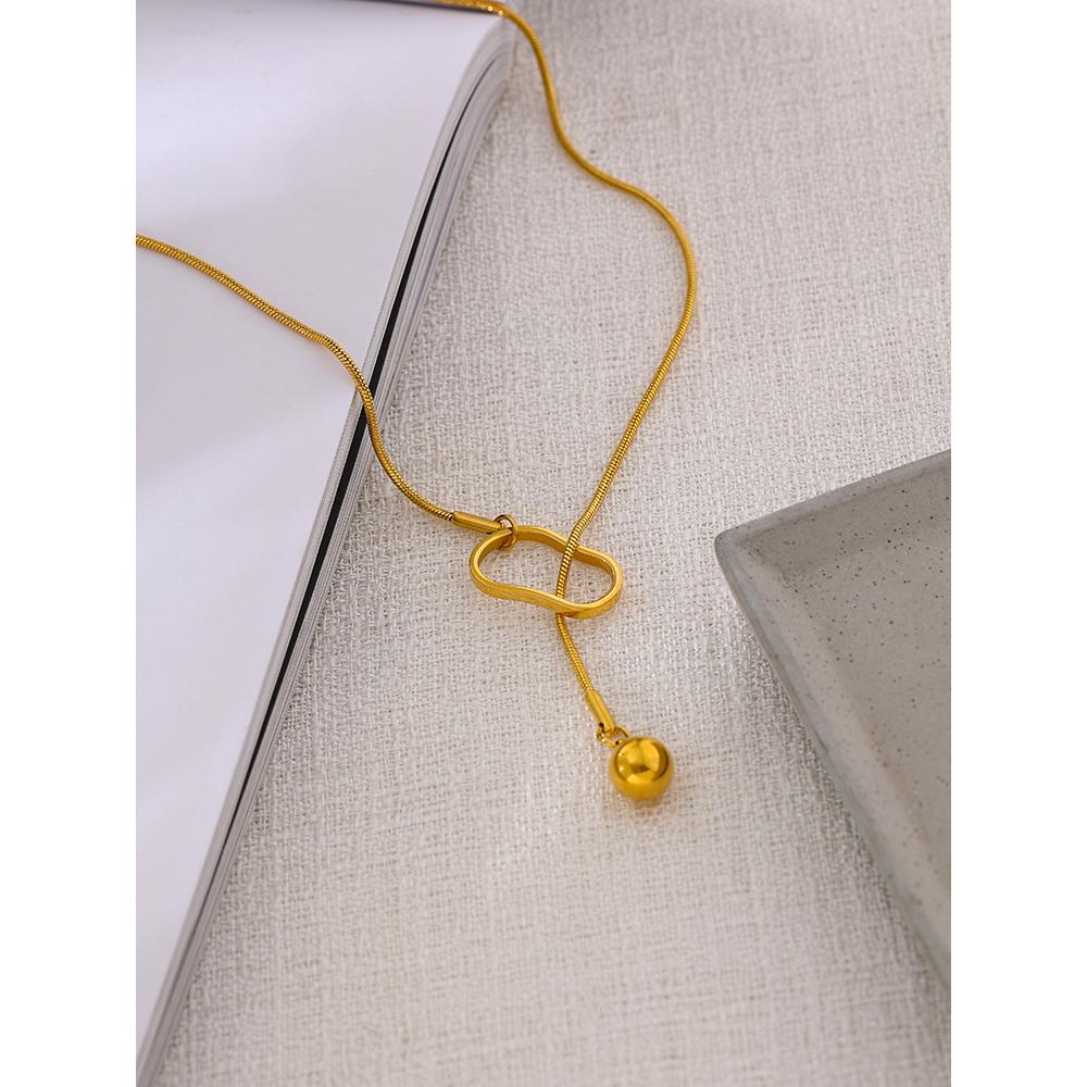 Eetit Stainless Steel Bead Geometry Pendant Collar Necklace for Women