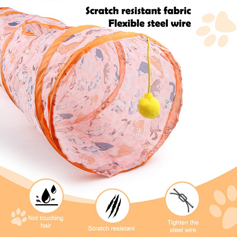 Креативный печатный туннель для кошек Складной туннель для кошек Дышащие интерактивные игрушки для домашних животных Товары для упражнений для котят Игрушки для котят