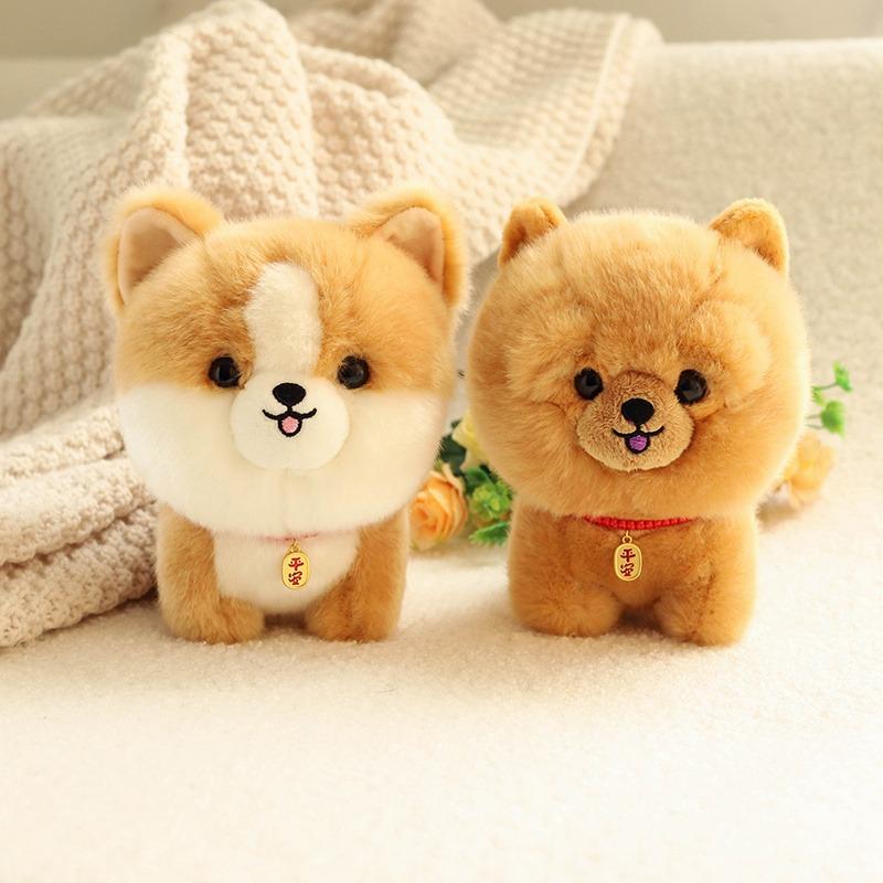 Adorable Lifelike Husky Corgi Yorkshire Plush Toys - Realistic Stuffed Puppy Doll Gift for Kids Christmas
