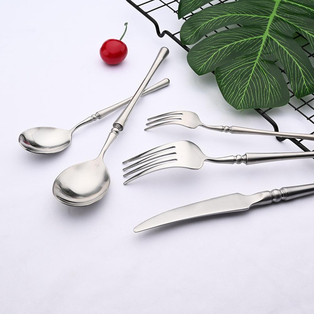 1 шт. набор столовых приборов, матовый набор посуды из нержавеющей стали 18/10, нож, вилка, кофейная ложка, набор столовых приборов, можно мыть в посудомоечной машине, набор посуды