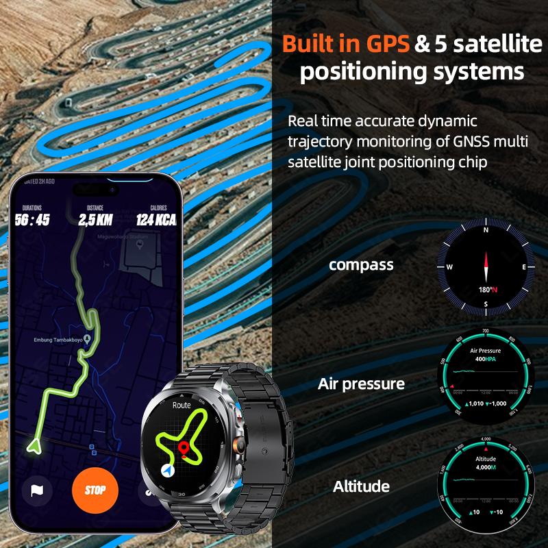 SACOSDING GPS Спортивные Смарт-часы для улицы 1,43-дюймовый HD-экран Умные часы Мониторинг сна Водонепроницаемость IP68 128 Спортивных режимов Смарт-часы
