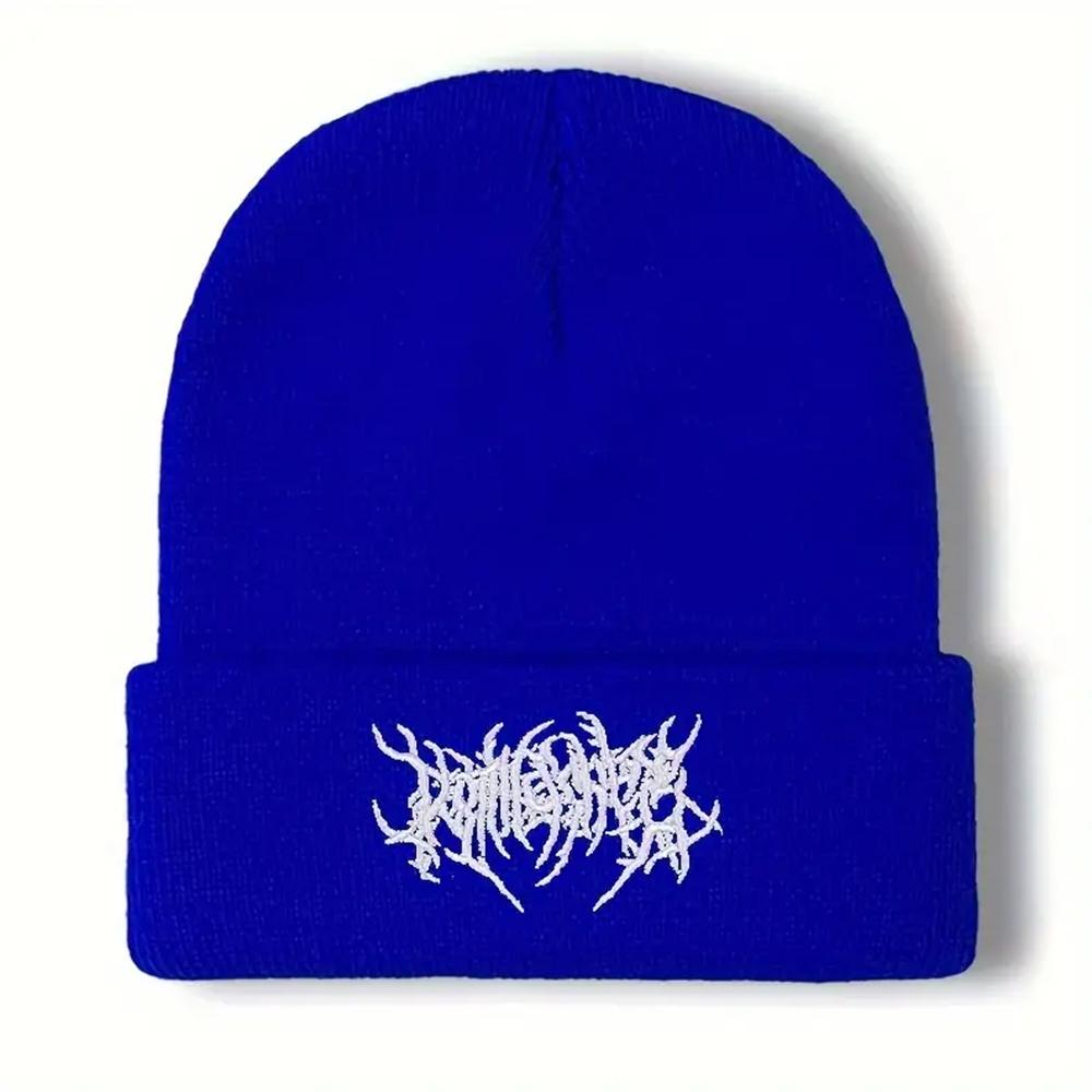 Осень и Зима Универсальная Однотонная Шерстяная Шапка Для Мужчин Для Тепла на Открытом Воздухе и Защиты от Холода Шапка Хип-Хоп Мода Вышитая Вязаная Шапка