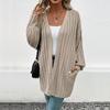 YYFS Женские модные повседневные осенне-зимние однотонные кардиганы с длинными рукавами и принтом