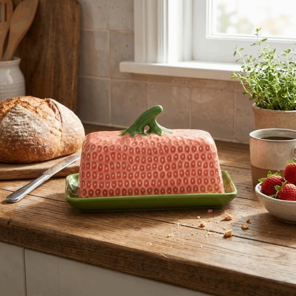 Strawberry Shape Butter Freshness Jar Ceramic Chopstick Tube Vase Butter Dish Western Restaurant