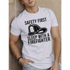 Европейские размеры [Футболка с круглым вырезом 'Safety First'] Повседневная 1 шт. Футболка с круглым вырезом 'Safety First' - Полиэфирный трикотаж с легкой эластичностью