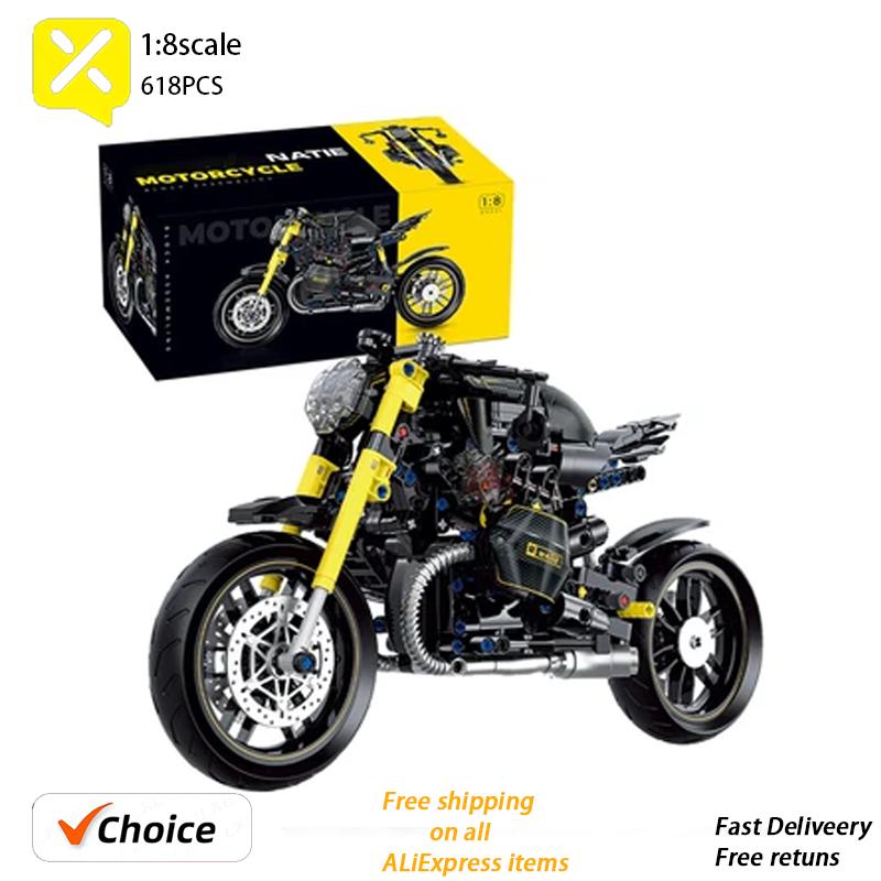 586 шт. Классический набор строительных блоков мотоцикла для взрослых, крутые модели мотоциклов-гонщиков, рождественские подарки, игрушки для детей и мальчиков
