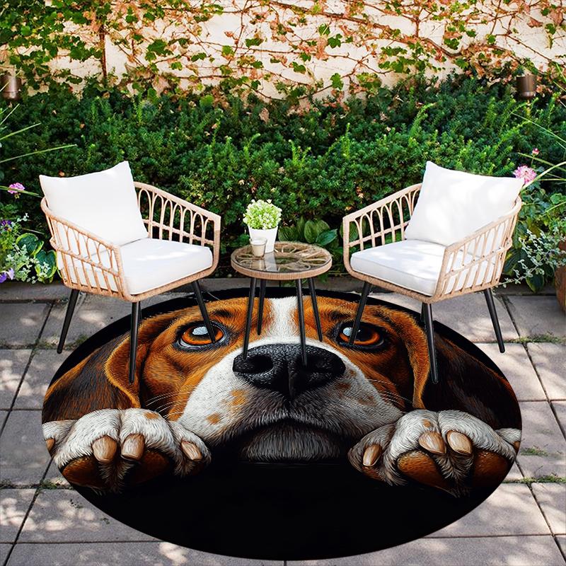 Black Beagle pattern round rug,Carpet Rug for Living Room Bedroom  Playroom ,Non-slip Floor Mat,Holiday Gifts and Birthday Gifts.