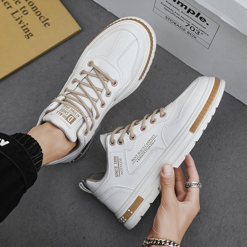 Весна 2025 новая кожаная обувь Мартин на толстой подошве с увеличением высоты, модная, универсальная, молодежная, для повседневной носки, спортивная и для отдыха, мужская обувь