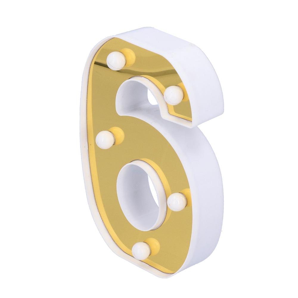 6 LED LED Number Light Warm White Light Number Decoration Light Up Number Sign Holiday Decor