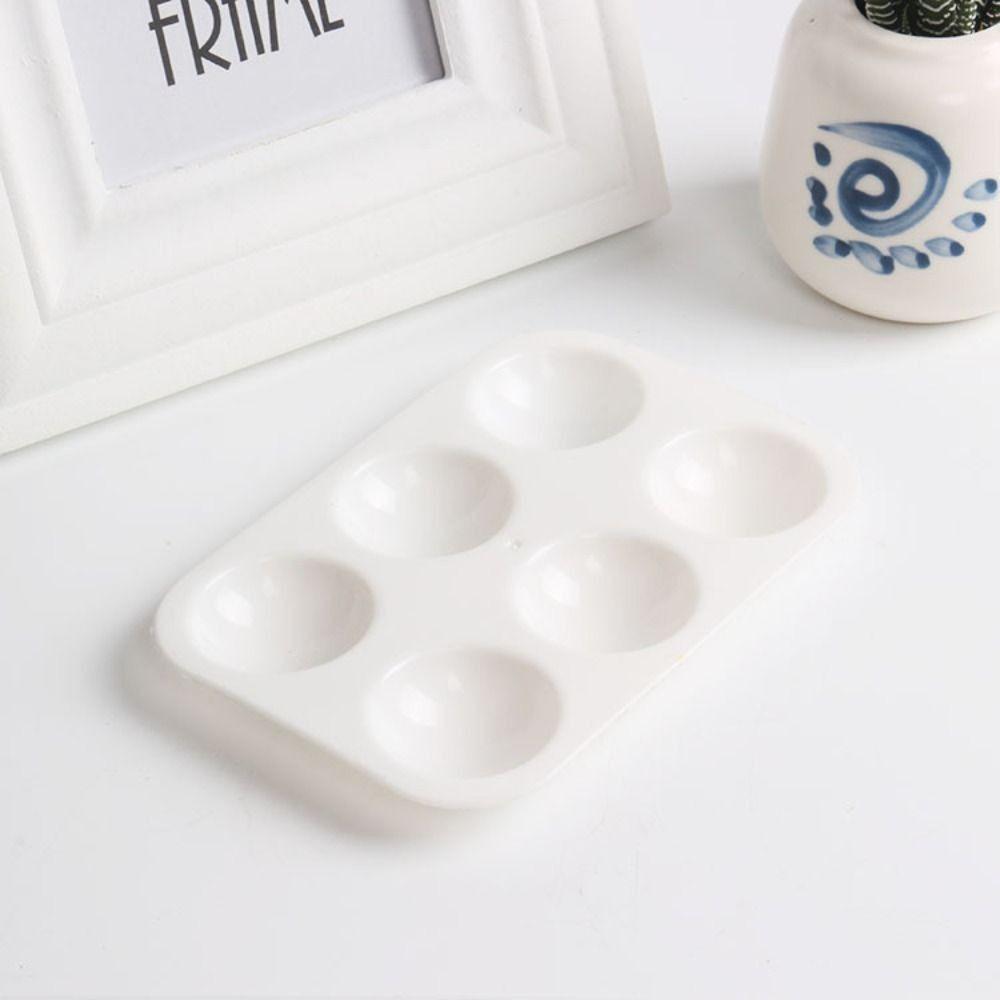 10PCS DIY Craft white Painting Tray Plastic Rectangular Watercolor Palette 6 Round Wells Art Paint Tray Palette Painters