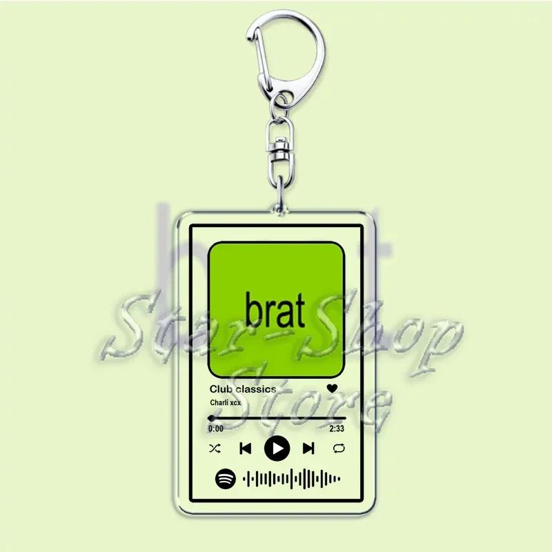 Музыка Charli XCX Альбом Brat Брелоки Горячие Песни Плейлист Подвеска Брелок для Аксессуаров Сумка Кольцо Брелок Украшения Подарки для Фанатов