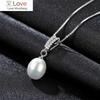 925 Sterling Silver Necklaces Pave Zircon 6mm Feshwater Pearl Pendant Natural Pearls Jewelry For Women