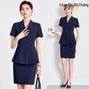 Женский профессиональный костюм с коротким рукавом для лета: Элегантная рабочая одежда для менеджеров отелей, салонов красоты и ювелирных магазинов