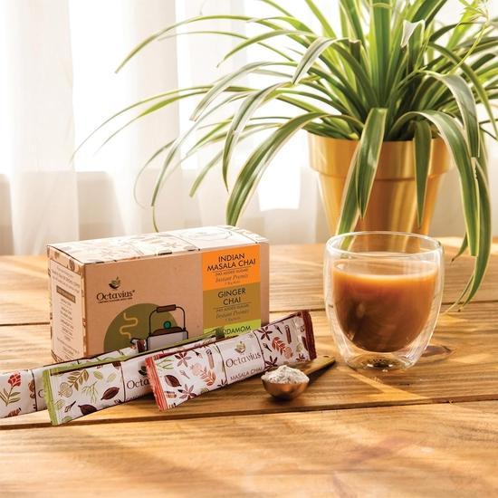 Octavius | NO ADDED SUGAR Assorted 3 in 1 Premix Tea - 15 Pouches | Readymade Tea Mix | Low Sugar | Ready Tea| Tea Premix (8 Gm X 15 Sachets)