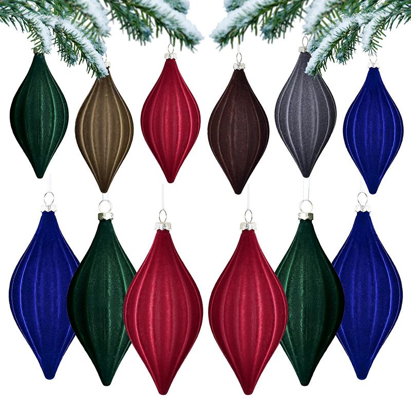 Пластиковые конусные украшения из бархата с флокированием — елочные украшения для витрин магазинов