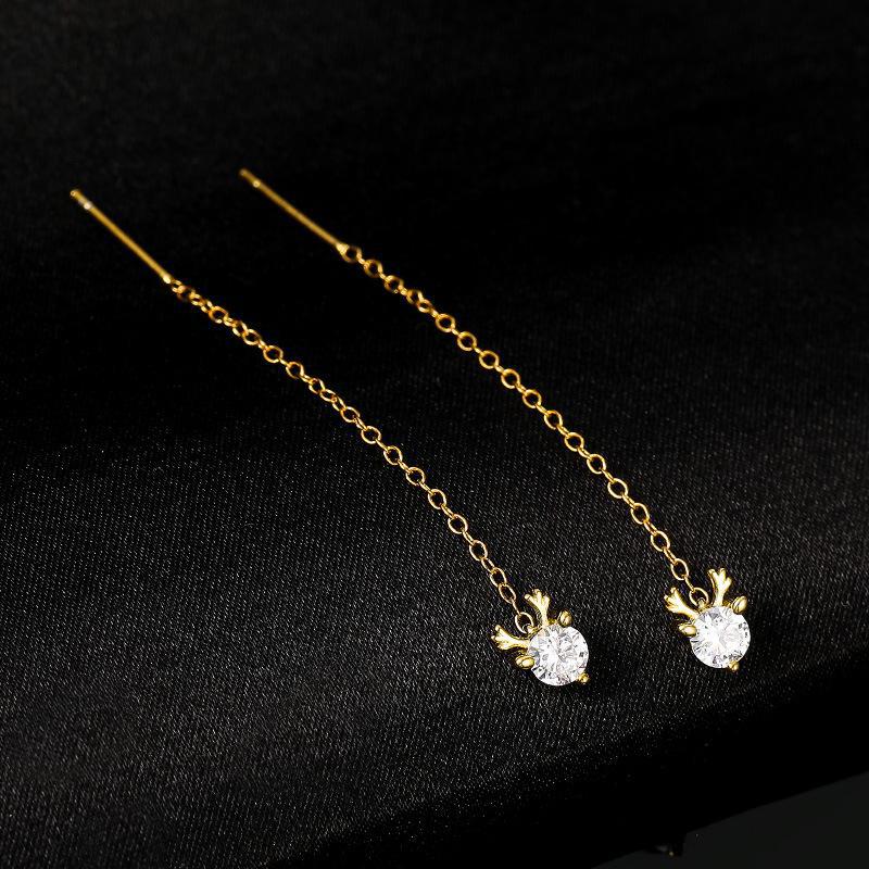 Серьги-кисточки из оленьего рога Banyan Tree S925 из серебра для женщин с бриллиантовыми акцентами