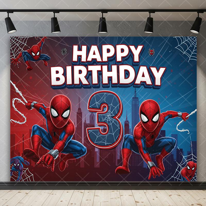 Customizable Spider-Man Iron Man Hulk theme children's birthday party decoration background baby shower layout props room poster