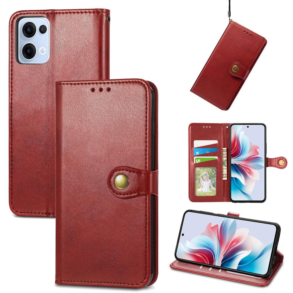 For Oppo Reno13 5G (Global) Case Leather Phone Case Wallet Stand Cover with Wrist Strap