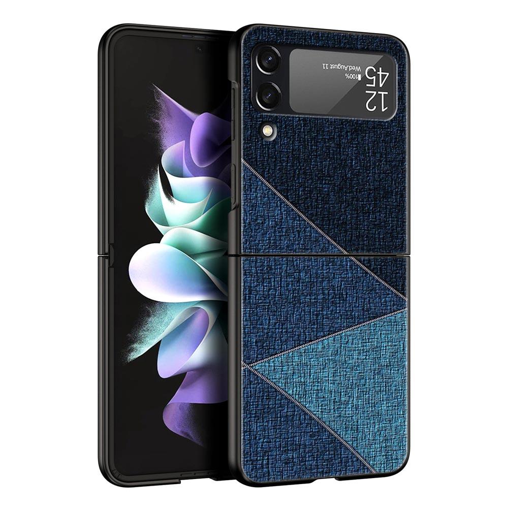 Жесткий чехол для телефона из ПК с кожаным рисунком для Samsung Galaxy Z Flip 7 6 5 4 Черная крышка для Galaxy Z Flip 3 Складной чехол Shell