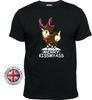 MERRY KISSMYASS Reindeer Black Rude Christmas T-shirt Unisex + Ladies Fitted