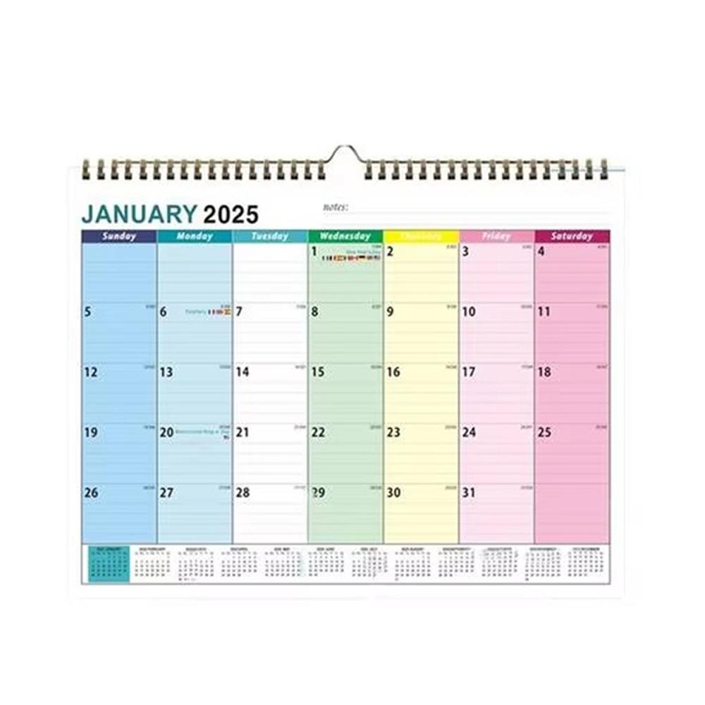 Настенный календарь 2025 года, 18 ежемесячных подвесных календарей, портативный настенный планировщик для домашнего офиса
