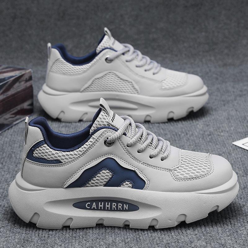 2025 Обувь Bread Daddy Мужская сетчатая спортивная повседневная мужская обувь Весна Увеличивающая рост платформа Студенты Подростковая трендовая обувь
