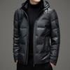 90 Suede Down Jacket Мужская кожаная куртка со съемным капюшоном для папы среднего возраста, зимняя утолщенная теплая куртка