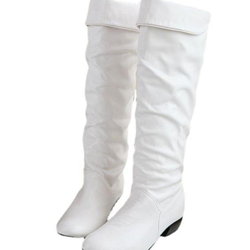 Повседневные полусапожки на низком каблуке, рыцарские сапоги на толстом каблуке с круглым носком, зимние женские сапоги больших размеров, пара женских кожаных сапог, создающих эффект «волосатости».