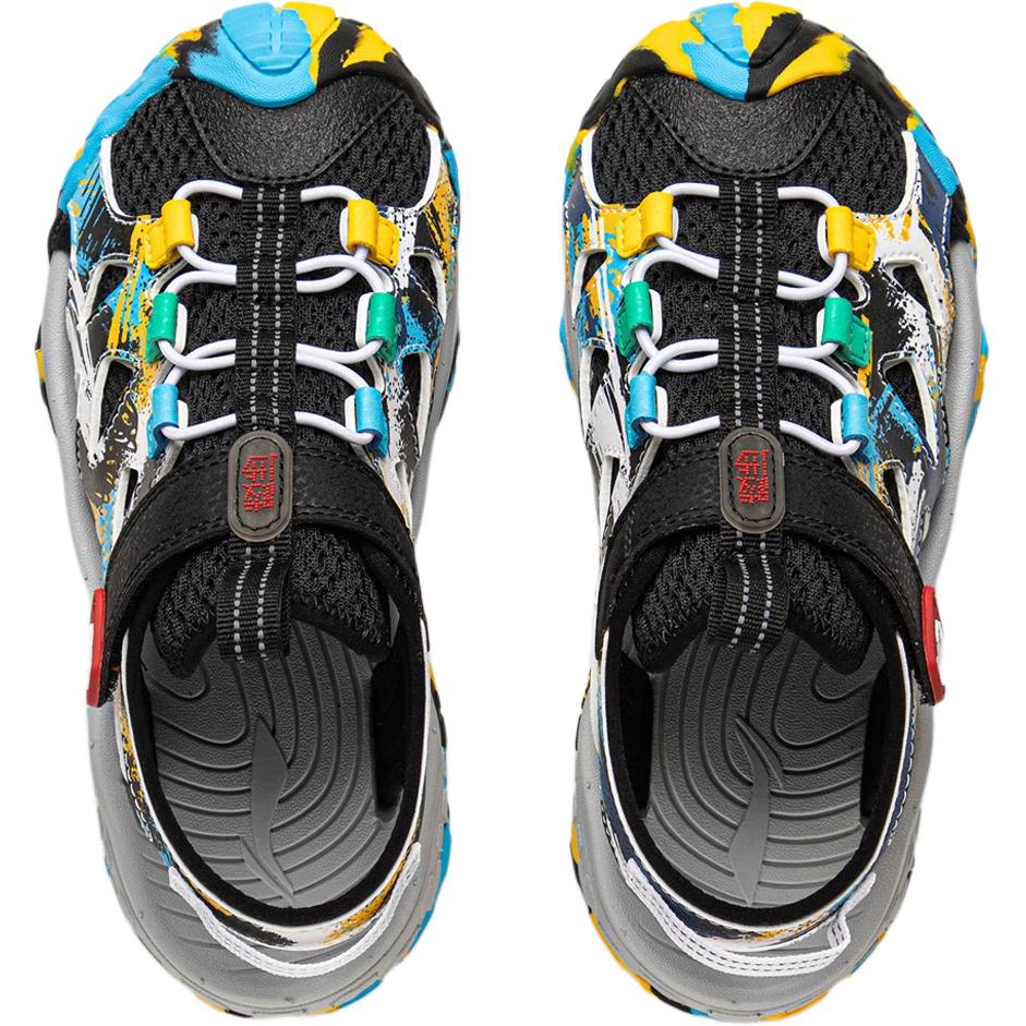 Li Ning Kids Outdoor Comfortable Versatile Non-Slip Durable Low-Top Sandals Kids Sandals Black Blue YKEV030-3