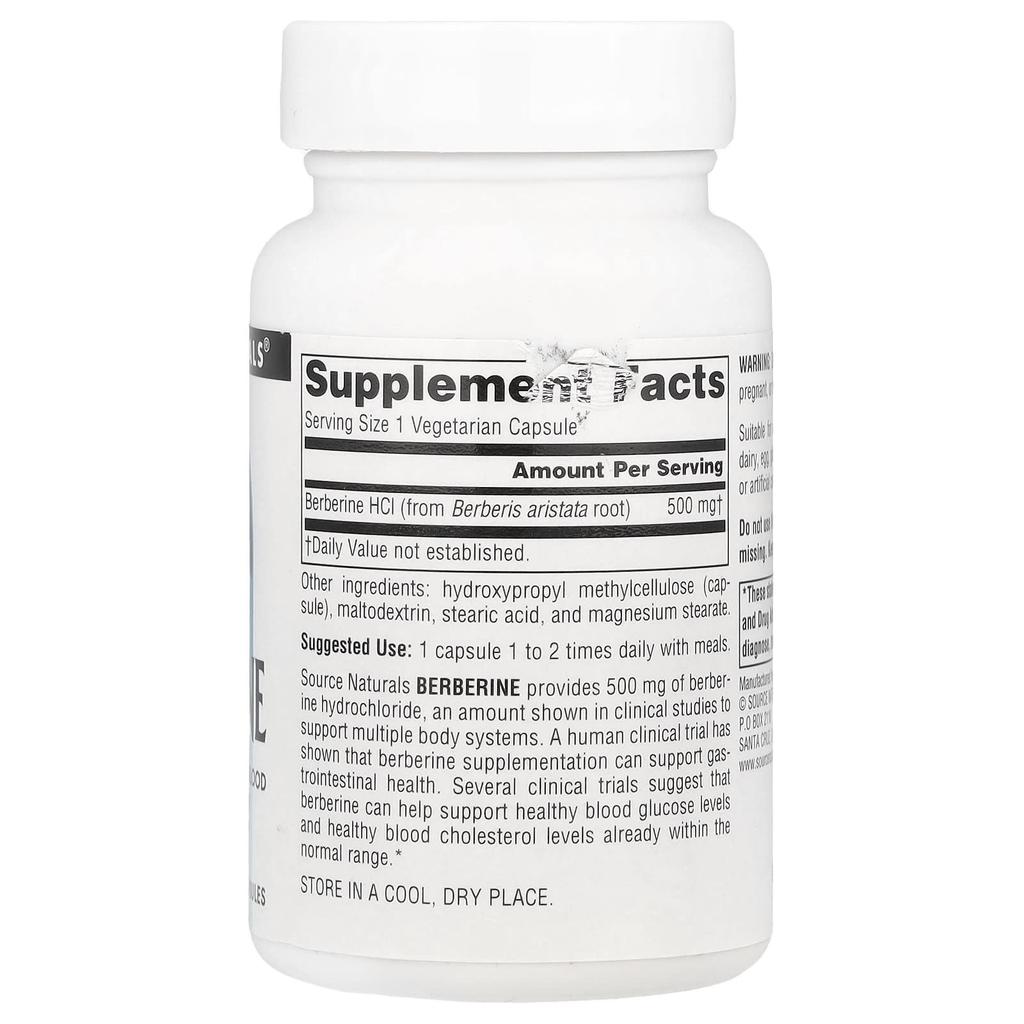 Source Naturals, Берберин, 500 мг, 30 растительных капсул