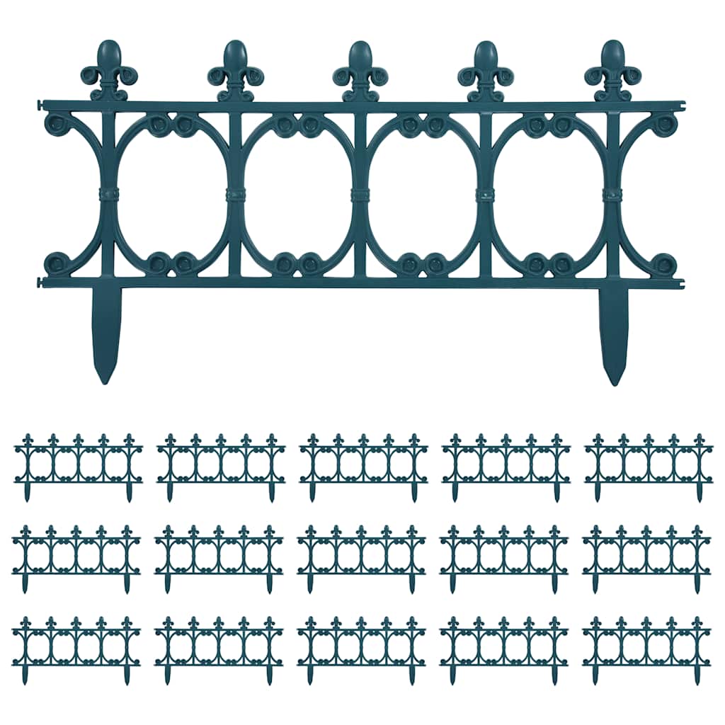 Lawn Edging 16 pcs Green 10 m PP